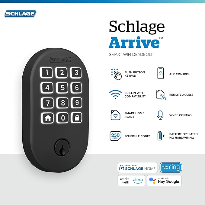Schlage Arrive WiFi Deadbolt Smart Lock, Keyless Entry Door Lock - Image 2