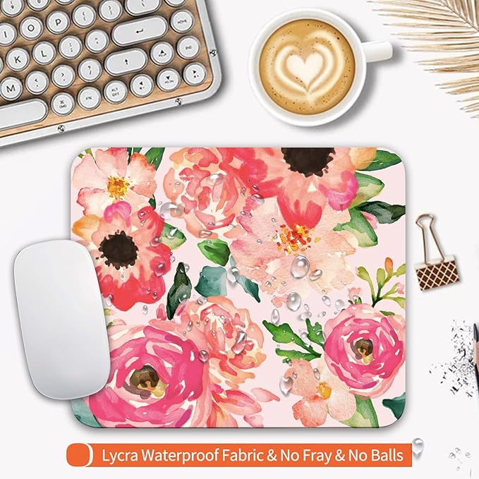 Armanza Square Mouse Pad Pink Watercolor Flower, Personalized Premium-Textured - Image 3