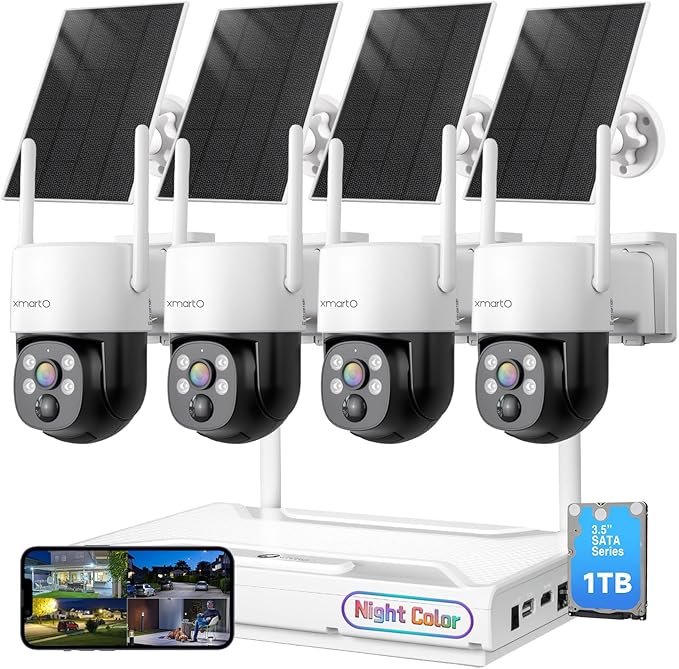 XMARTO 2K HD Wireless Solar Security Camera System by xmartO
