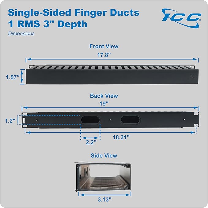 ICC 1U Finger Duct Cable Manager Panel - Image 7
