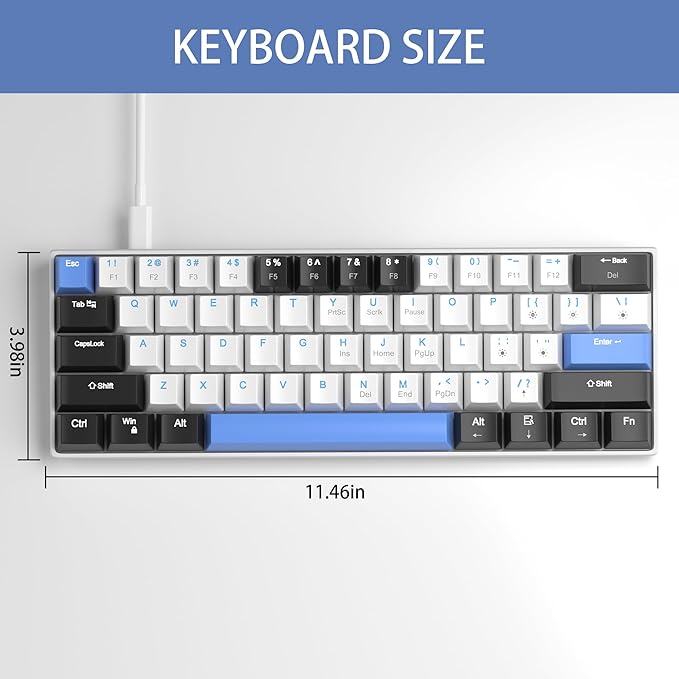 Camiysn 60% Mechanical Gaming Keyboard, Mixed Color Keycaps Gaming Keyboard - Image 8
