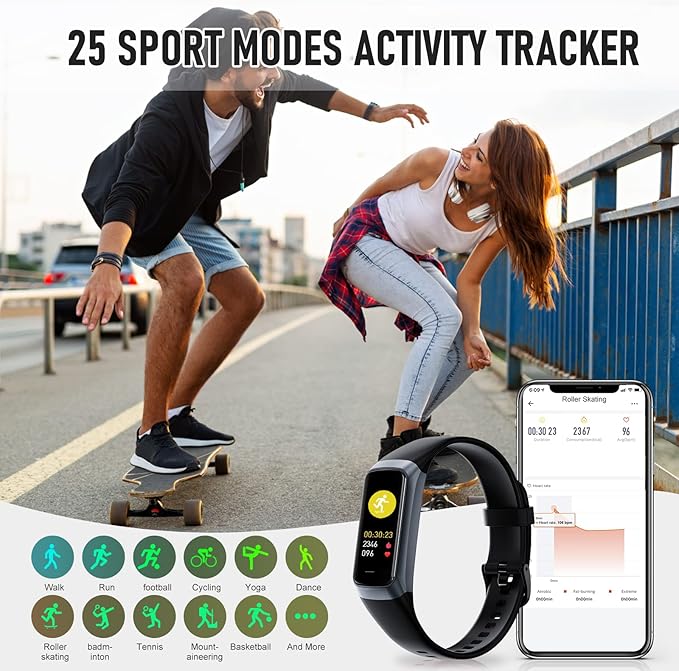 Fitness Tracker with 24/7 Heart Rate Blood Oxygen Sleep Monitor, 1.1" AMOLED - Image 5