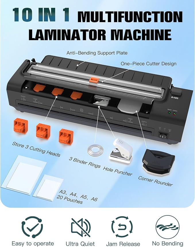 13 Inch Laminator Machine with Auto Paper Feed, Never Jam A3 Thermal & Cold - Image 5