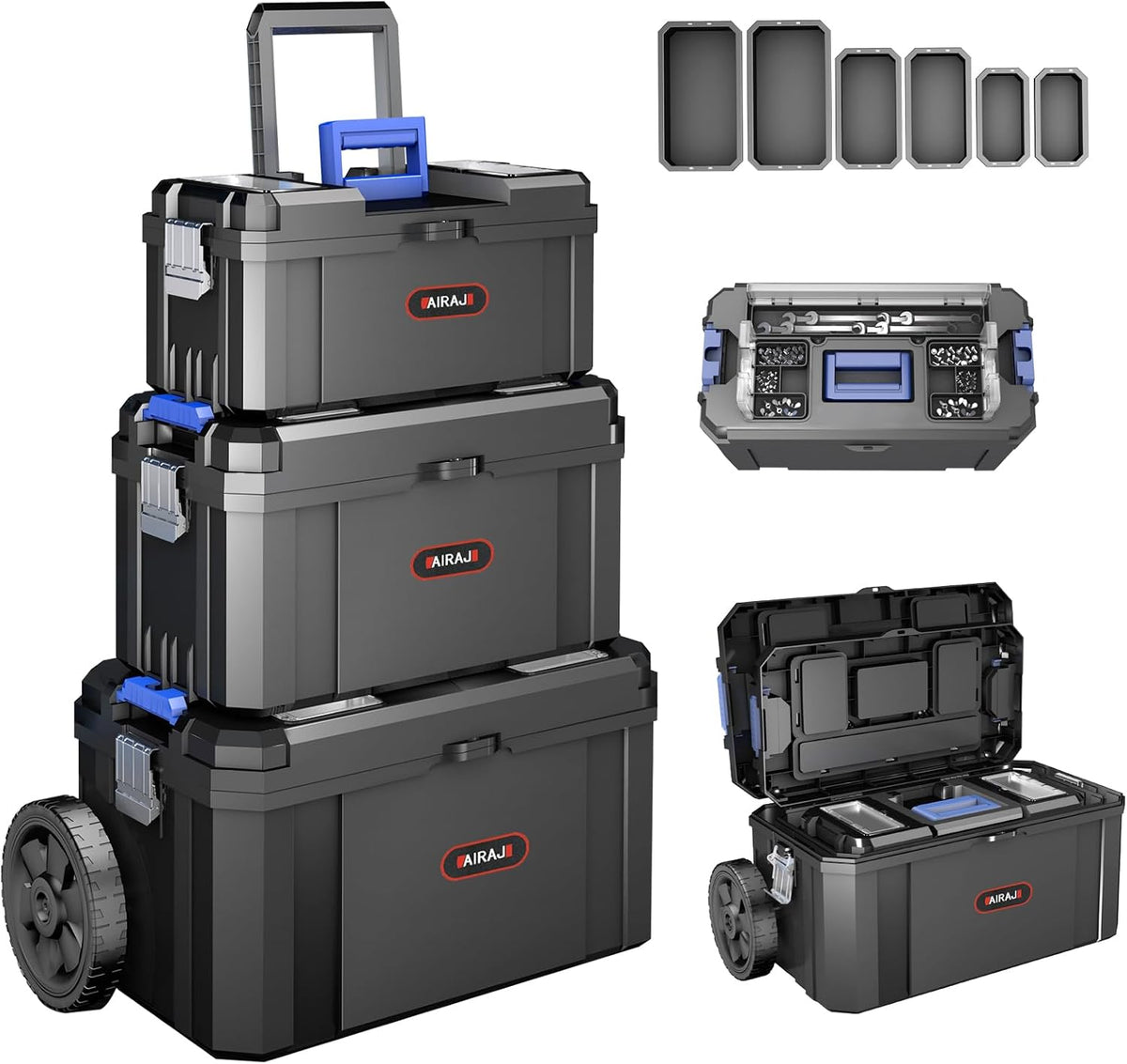 airaj 3 in 1 rolling tool box with, main product view