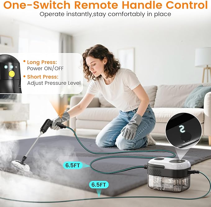 Pressurized Steam Cleaner, 3-Level Adjustable Handheld Steamer Cleaning - Image 3