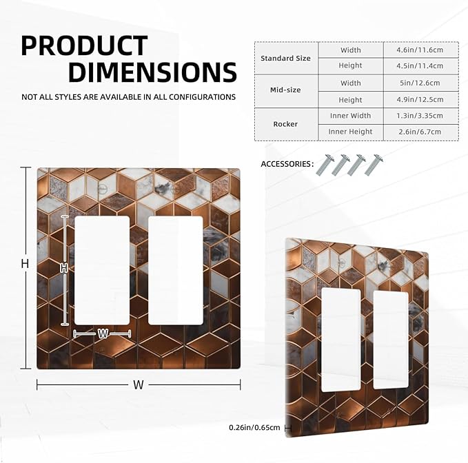 Bvtewkhz Brown Abstract Luxury Modern Geometric Cubic Marble 2 Gang Double - Image 4