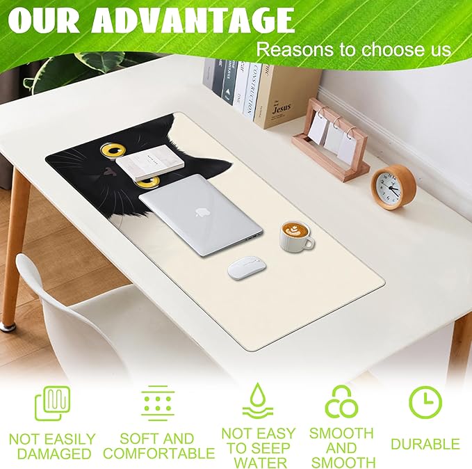 Eflxamz Desk Pad, Cute Cat Large Gaming Mouse Pad - Image 4