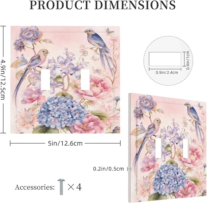 Bvtewkhz Floral Birds Morris 2 Gang Double Toggle Decorative Outlet Covers - Image 5