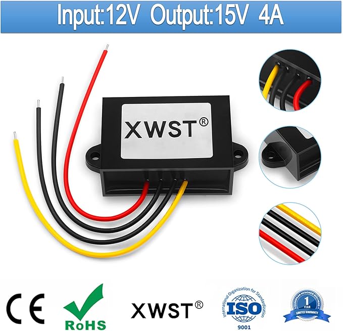 DC DC 12V to 15V 4A 9V-13V to 15V Voltage Regulator, Step-up Module, Boost - Image 2