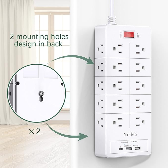 Power Strip Surge Protector 23 in 1, 6ft Extension Cord - Image 5