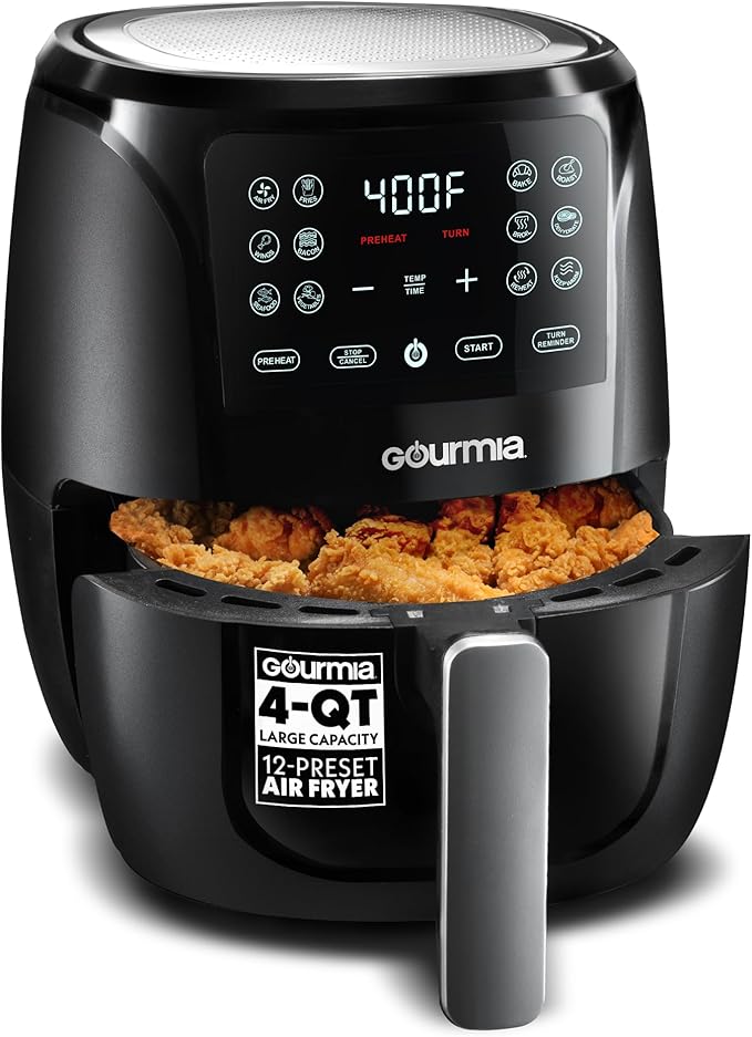 Gourmia Air Fryer Oven Digital Display 4 Quart Large AirFryer Cooker 12 1-Touch by Gourmia