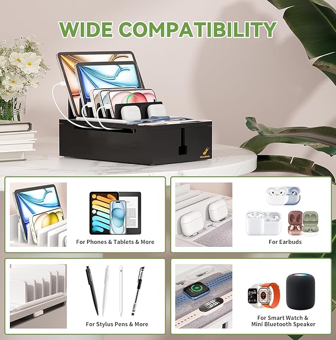 Pezin & Hulin Bamboo Charging Station, Electronic Devices Organizer - Image 6