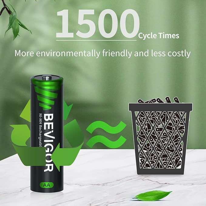 BEVIGOR AA Rechargeable Batteries 2800 mAh High Capacity 1500 Cycle, 1.2V NiMH - Image 5