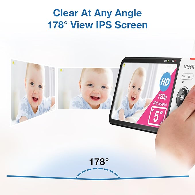 VTech VM928-2HD 5” 720p HD Display 2 Cameras Baby Monitor, 110 Wide Angle View - Image 8