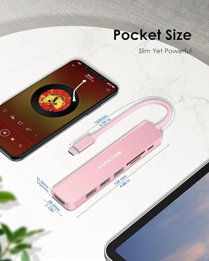 LENTION USB C Hub with 100W Charging, 4K HDMI, Dual Card Reader, USB 3.0 & 2.0 - Image 8