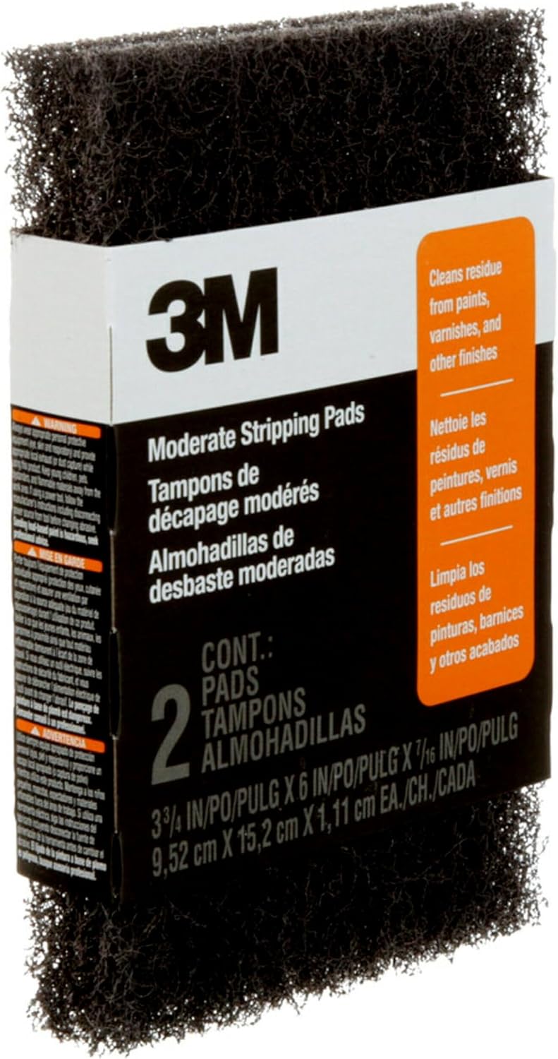 3M Heavy Duty Stripping Pads, 2 Count, 3-3/4 in x 6 in, Removes Paint, Varnish, Wallpaper Paste & Other Finishes Without Scratching Or Gouging The Surface (10112NA)