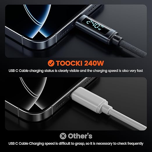 toocki USB C Cable 6.6ft 240W Fast Charging Cord - Image 4