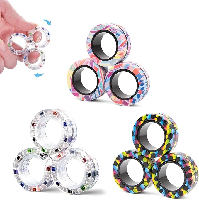 9Pcs Magnetic Rings Fidget Toys by FINGERROCK