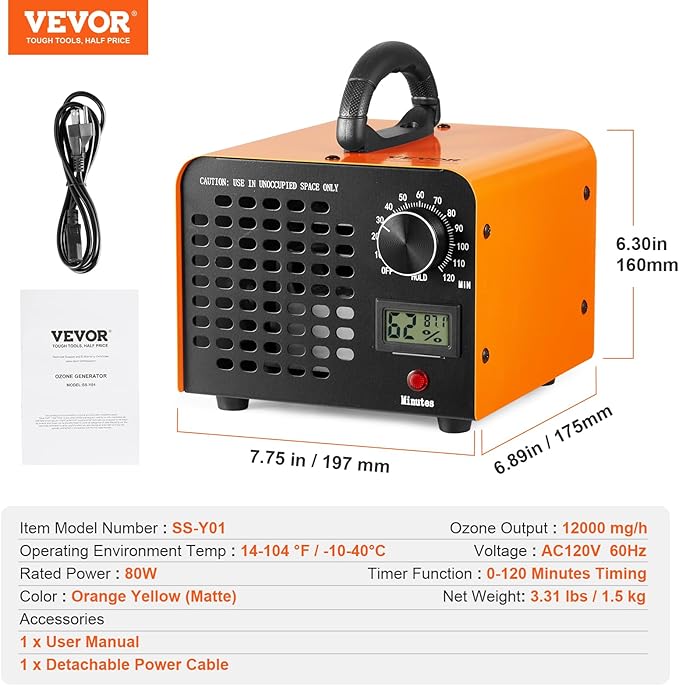 VEVOR Ozone Generator, 12000mg/h Ozone Machine, High Capacity - Image 7