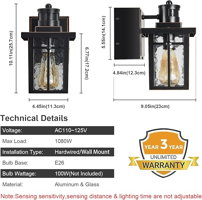 Myhaptim Porch Lights with GFCI Outlet, Dusk to Dawn Motion Sensor Outdoor - Image 5