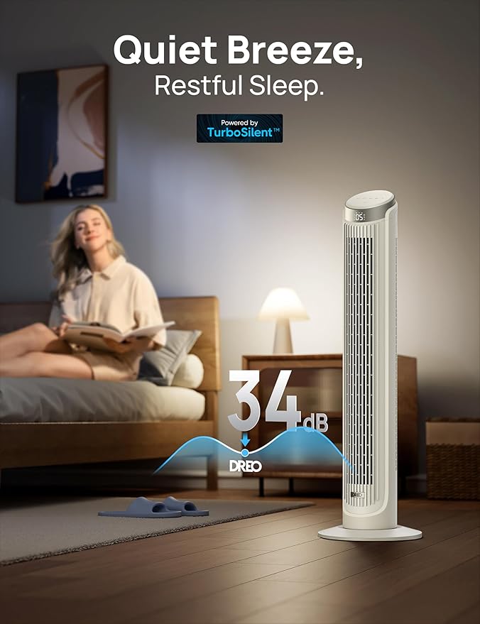 Dreo Tower Fans for Bedroom, 90°Oscillating Fans for indoors, 5 Speeds 4 Modes - Image 3