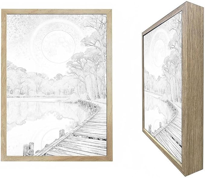 URVIP LED Glowing Photo Frame, 3D Starry-Sky Blue Moon Wall Art, 9x12 Inches - Image 3