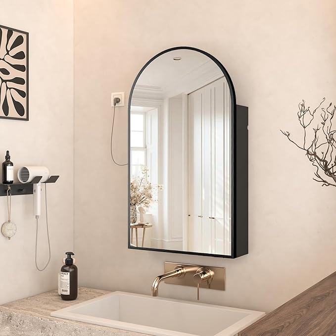 Arched Medicine Cabinet with Mirror, Bathroom Medicine Cabinet Wall Mounted by FunFurnitureFollowLife