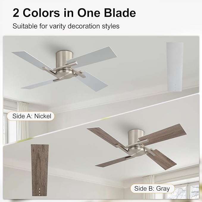 WINGBO 48 Inch Flush Mount Ceiling Fan without Light - Image 6