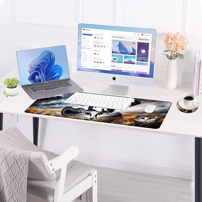 BFUKVOU Large Keyboard Mouse Pad Set, Extended Mouse Pad+Keyboard Wrist Rest - Image 3