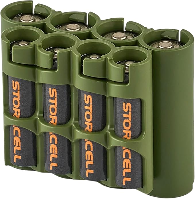Storacell AA + AAA Combo Battery Storage Caddy and Dispenser, Military Green by Storacell