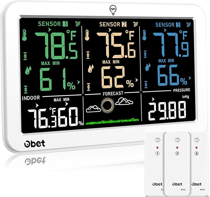 OBET Weather Station Wireless Indoor Outdoor Thermometer by OBET
