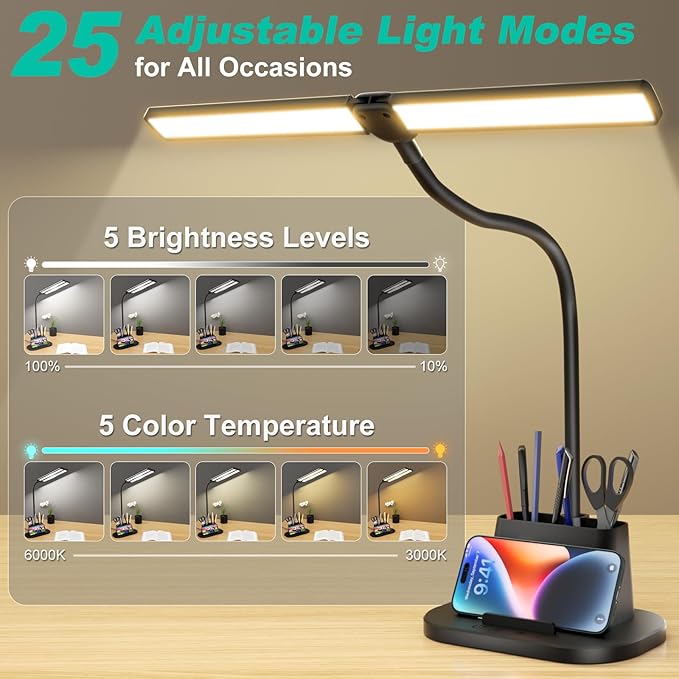 LED Desk Lamp, Eye-Caring Desk Light - Image 2