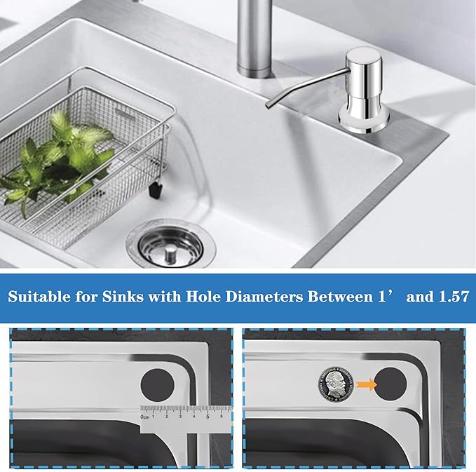 Soap Dispenser for Kitchen Dish Sink Built in Soap Dispenser Pump Chrome - Image 7