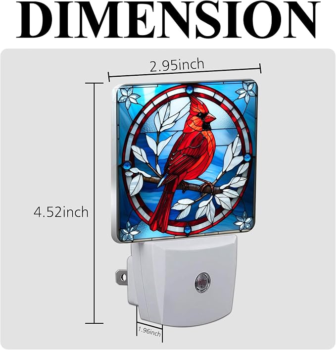 PODMemory Cardinal Stained Glass Night Lights Plug into Wall - Image 2