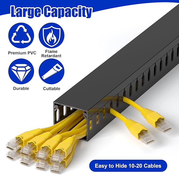 ZhiYo H1.4 W1.6in Professional Server Rack Cable Management Raceway, 66in Cable - Image 3