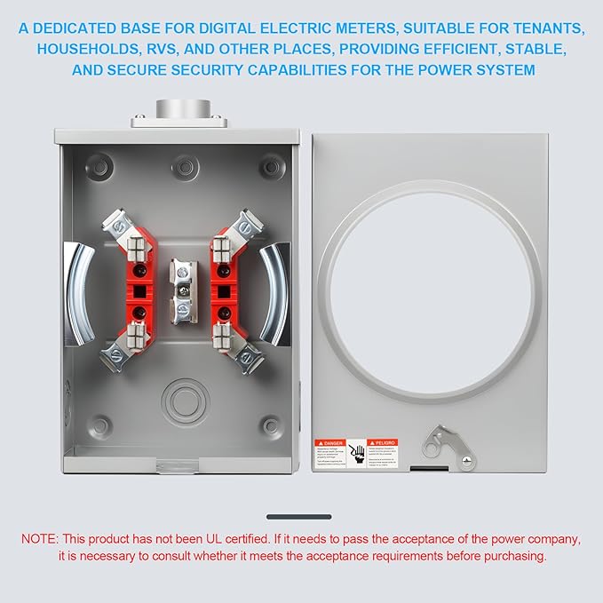 125 Amp Meter Socket, 4 Jaw Meter Base, 600V 3 Wire Ringless Type, - Image 5