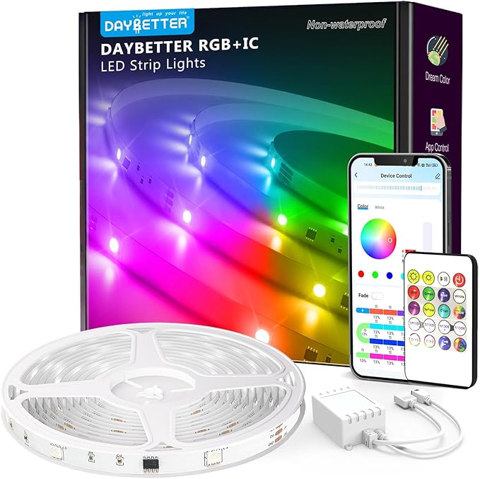 DAYBETTER 100ft Smart IC LED Strip Lights, BGRIC LED Lights by DAYBETTER