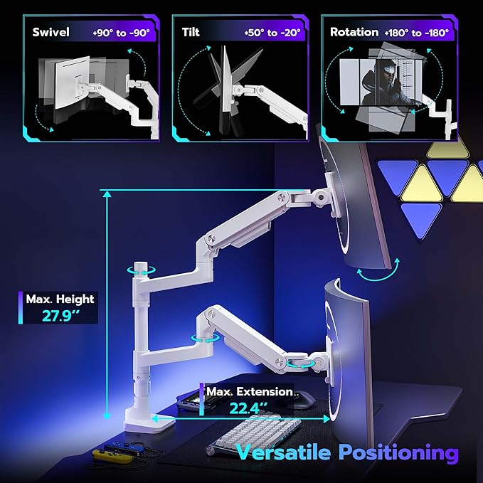 ARES WING Dual Monitor Arm Desk Mount - Image 4