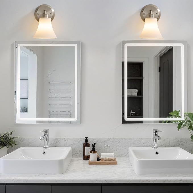 LOUSACE 2 Pack 1-Light Brushed Nickel Bathroom Lighting Fixtures Vintage - Image 8
