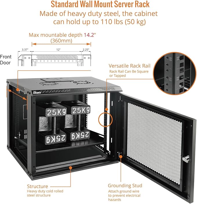 Tecmojo 9U Wall Mount Rack Network Cabinet - Image 4