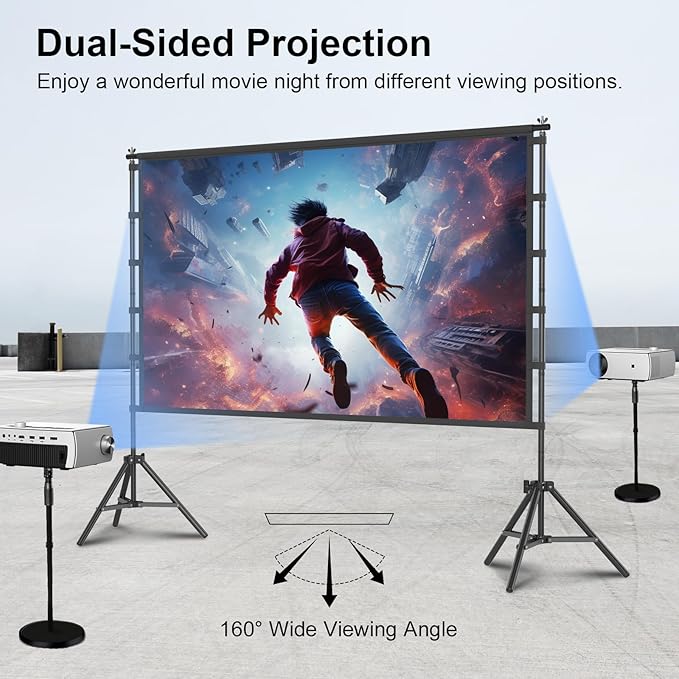 Outdoor Projector Screen with Stand, TOWOND 120 inch Portable Movie Screen - Image 5