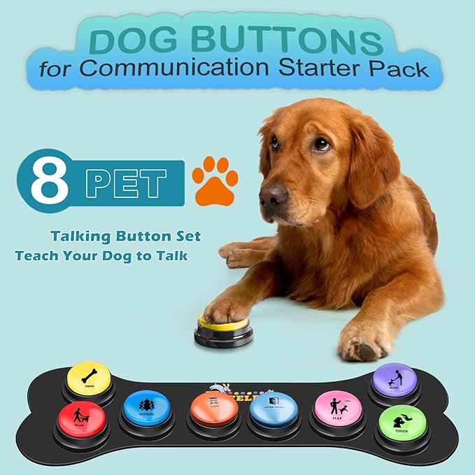 Dog Buttons for Communication Starter Pack 8 Dog Talking Button Set, 30s Voice - Image 2