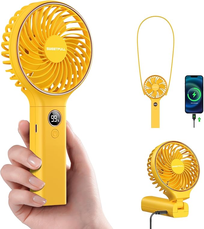 SWEETFULL Handheld Portable Fan, 5000mAh Rechargeable Battery, 6 Speed Wind by SweetFull%C2%AE