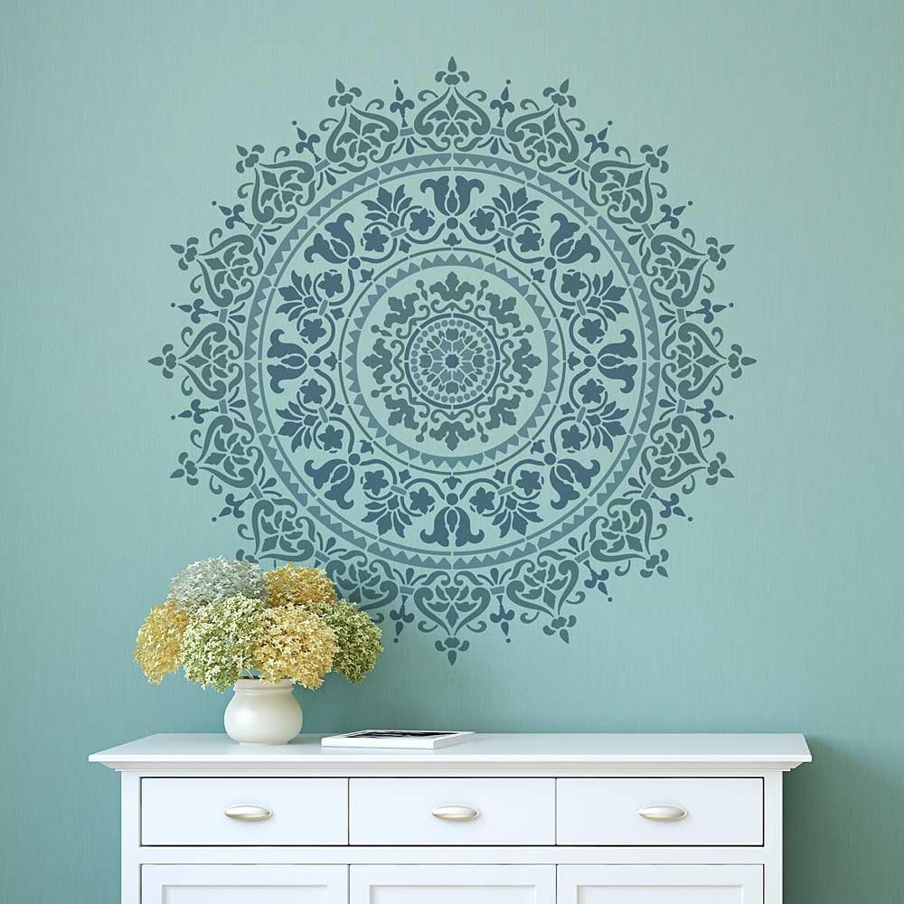 36" Large Mandala Stencil - Reusable Prosperity Mandala Stencil for Painting Walls, Wood, Furniture - DIY Art for Home Decor - Cutting Edge Stencils