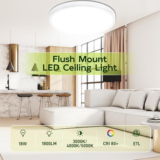 hykolity 2 Pack 9 Inch Selectable CCT LED Round Flat Panel Light, 18W 1800LM - Image 5
