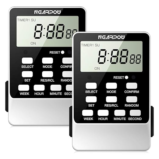 Outlet Timer, NEARPOW Dual Digital Light Timer by NEARPOW