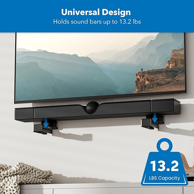 Mount-It! No Stud Sound Bar Wall Mount, Studless Soundbar Mounting Brackets - Image 2