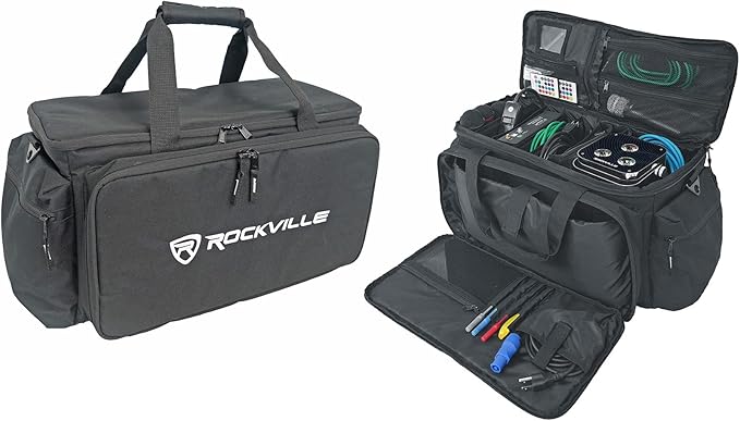 Rockville UT-BAG10 DJ Utility/Cable Bag, 10 Compartments, Padded Straps by Rockville
