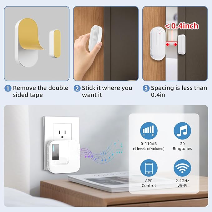 Door Chime, Sanjie WiFi Door Sensor Open Chime When Entering - Image 7