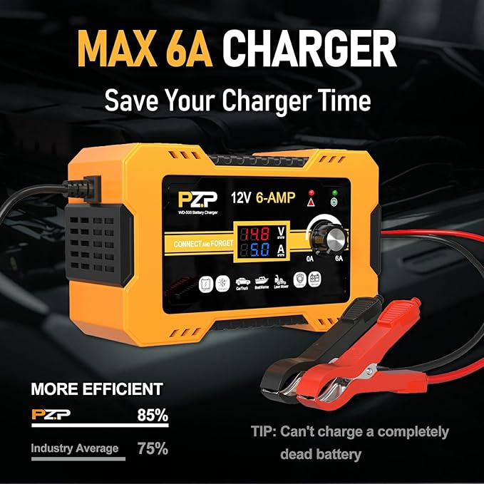 12V Automatic Car Battery Charger, 0-6A Arbitrarily Adjustable Smart Trickle - Image 4
